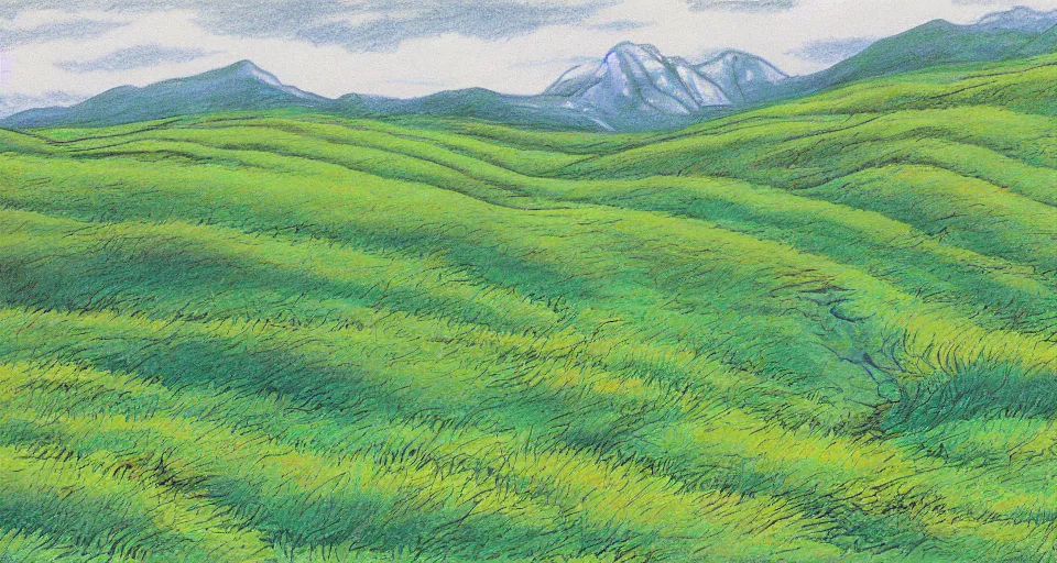 Image similar to Masterfully drawn mspaint art piece of rolling hills painted by J.R.R. Tolkien . Amazing beautiful incredible wow awe-inspiring fantastic masterpiece gorgeous fascinating glorious great.