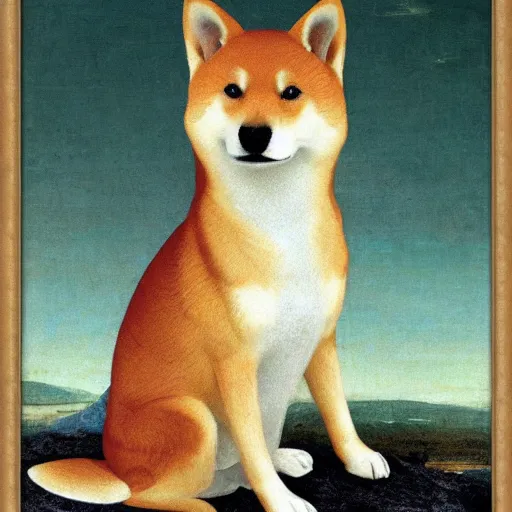 Image similar to a shiba inu knight renaissance painting