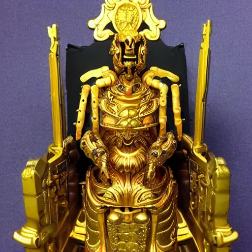 Image similar to photo. the emperor on his golden throne. 4 0 k. body horror.