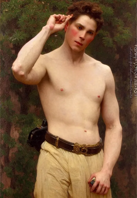 Image similar to attractive handsome fully clothed christopher tietjens confesses his love for attractive fully armored valentine wannop. centered composition. highly detailed painting by gaston bussiere and j. c. leyendecker and william adolphe bouguereau and fra angelico and octane render, musee d'orsay 8 k