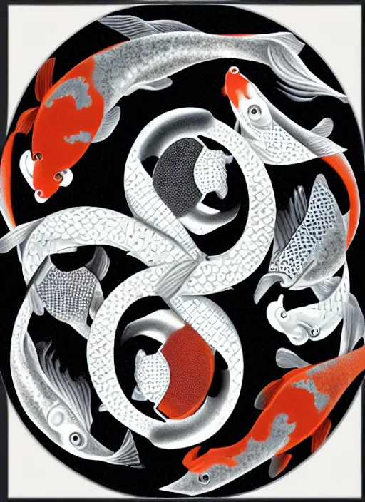 Image similar to yin yang, koi, molecular