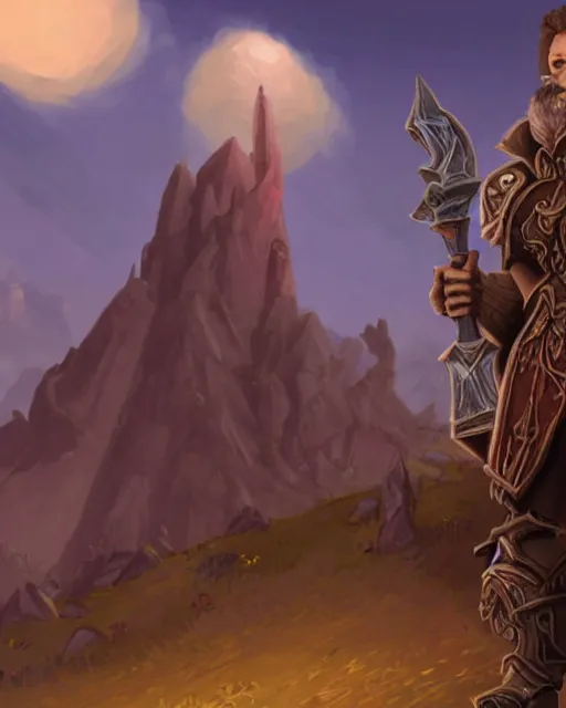 Image similar to tom hanks as a character in the game world of warcraft, with a background based on the game world of warcraft, detailed face