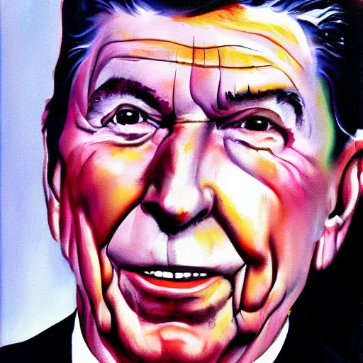 Image similar to ronald reagan painted by francis bacon