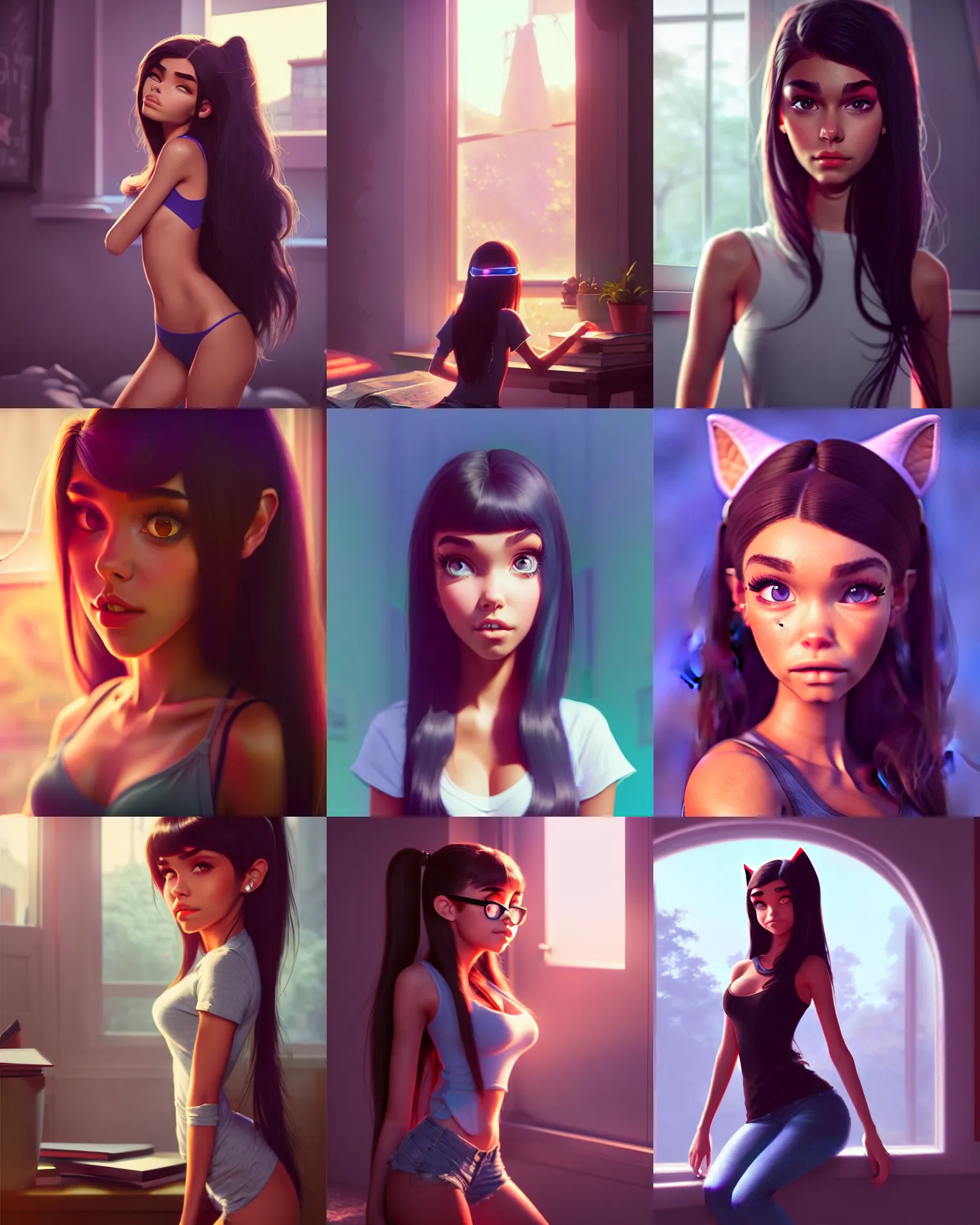 Prompt: a photo of madison beer : : college woman : : as catgirl by pixar : : by greg rutkowski, wlop, rossdraws, unreal engine, sweaty 4 k, hdr, : :
