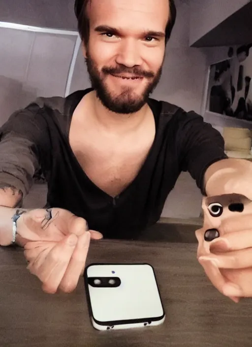 Prompt: selfie still of PewDiePie