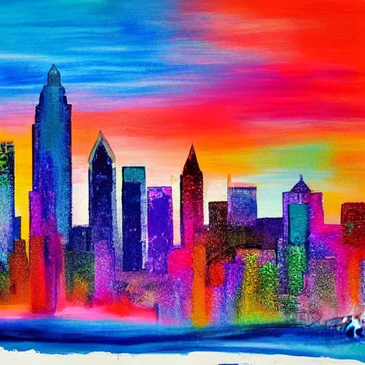 Image similar to colorful painting of atlanta skyline in the style of henri matiss