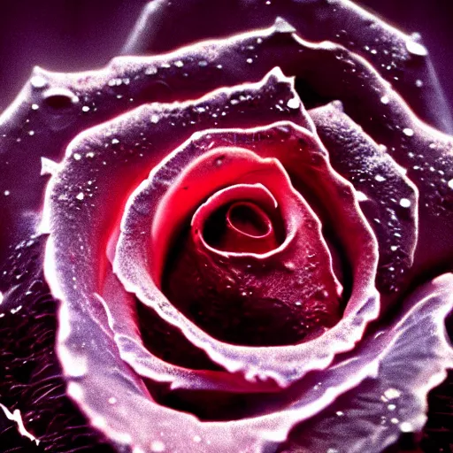 Image similar to award - winning macro of a beautiful black rose made of molten magma and nebulae on black background by harold davis, georgia o'keeffe and harold feinstein, highly detailed, hyper - realistic, inner glow, texture made of fractals, trending on deviantart, artstation and flickr, nasa space photography, national geographic