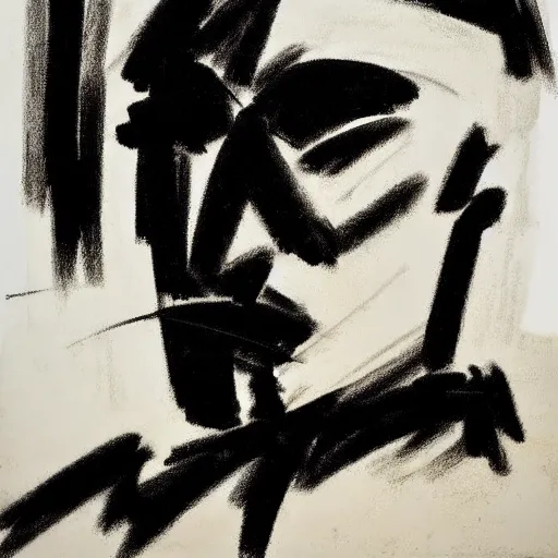 Prompt: a portrait a very ordinary person, by Franz Kline, abstract broad brushstrokes, black and white, anatomically correct, beautiful perfect face, sharp focus, Highly Detailed