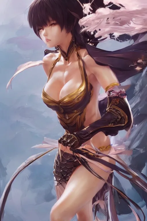 Image similar to a blade and soul concept art of female character on a render by the artist Hyung tae Kim , Jiyun Chae, Joe Madureira, trending on Artstation by Hyung tae Kim, artbook, Stanley Artgerm Lau, WLOP, Rossdraws