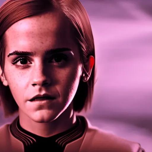 Image similar to Emma Watson in Star Trek, XF IQ4, f/1.4, ISO 200, 1/160s, 8K, Sense of Depth, color and contrast corrected, AI enhanced, Dolby Vision, symmetrical balance, in-frame