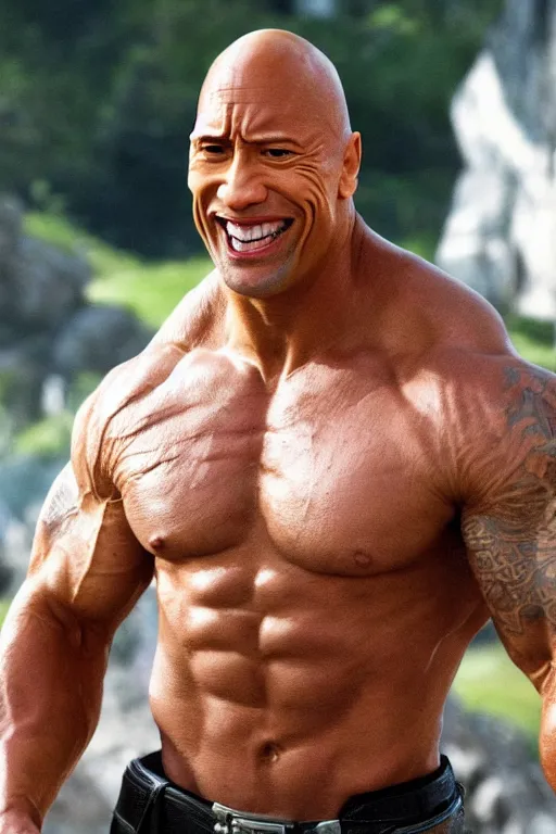 Prompt: Dwayne The Rock Johnson as Shreck