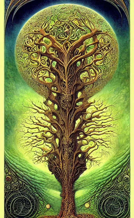 Image similar to tree of life by roger dean and andrew ferez, art forms of nature by ernst haeckel, divine chaos engine, symbolist, visionary, art nouveau, botanical fractal structures, organic, detailed, realistic, surreality