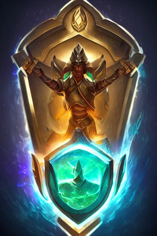 Image similar to shield fantasy epic legends game icon stylized digital illustration radiating a glowing aura global illumination ray tracing hdr fanart arstation by ian pesty and katarzyna da „ bek - chmiel