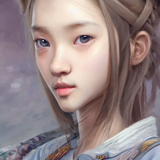 Prompt: dynamic composition, motion, ultra-detailed, incredibly detailed, a lot of details, amazing fine details and brush strokes, colorful and grayish palette, smooth, HD semirealistic anime CG concept art digital painting, watercolor oil painting of a Russian schoolgirl, by a Chinese artist at ArtStation, by Huang Guangjian, Fenghua Zhong, Ruan Jia, Xin Jin and Wei Chang. Realistic artwork of a Chinese videogame, gradients, gentle an harmonic grayish colors.