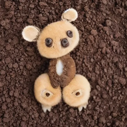 Prompt: a cute animal made out of feces, photograph