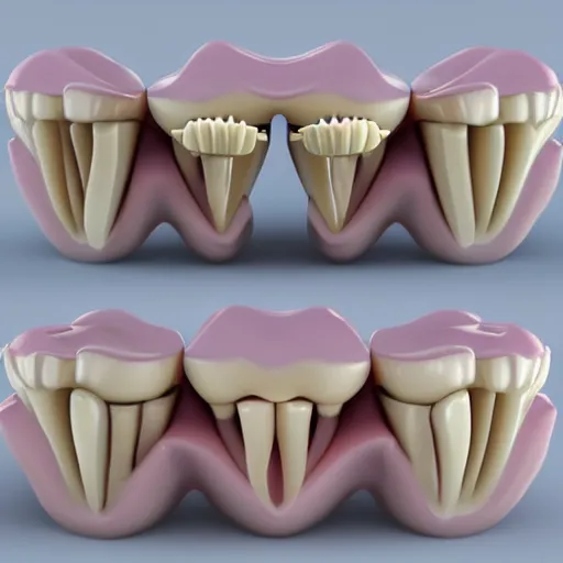 Image similar to poorly rendered 3 d set of teeth