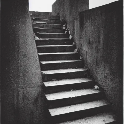 Image similar to staircase to nowhere, photograph, ilford hp5 film