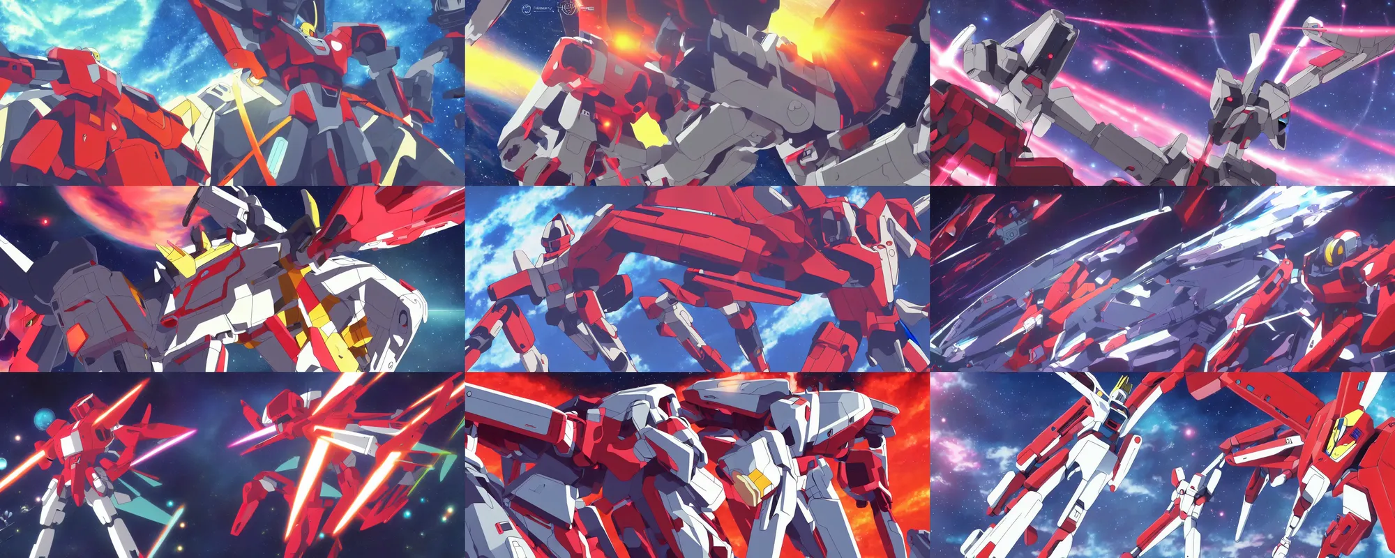 Prompt: Sci fi anime screenshot of Space Runaway Ideon Remake by Sunrise Animation, Sunrise mecha show, semi realistic anime illustration, modern mecha anime, mecha anime in the style of Neon Genesis Evangelion, trending on Pixiv, cinematic, 4K