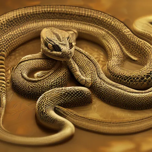 Image similar to A photo-real delicate sculpture of an ornate detailed snake in front of a intricate background by AJ Fosik, micro detail, backlit lighting, octane renderer, colorful, physically based rendering, tribal art, trending on cgsociety