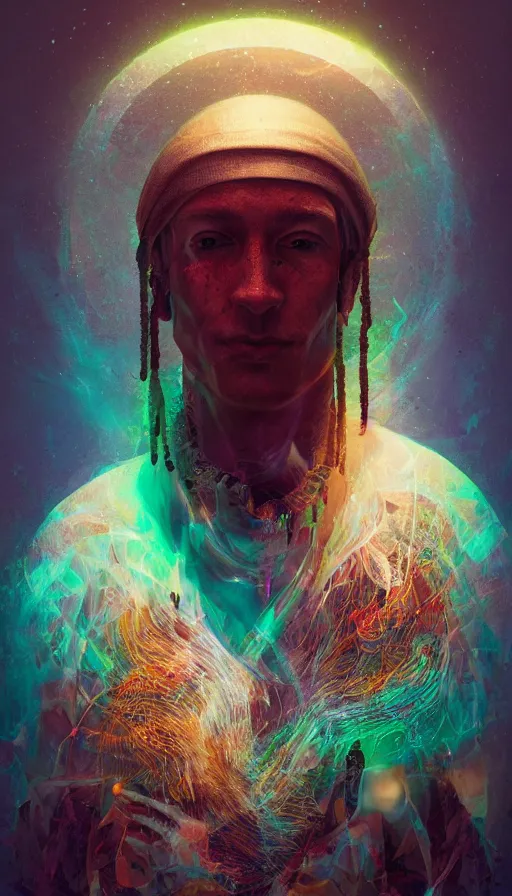 Prompt: portrait of a digital shaman, by filip hodas