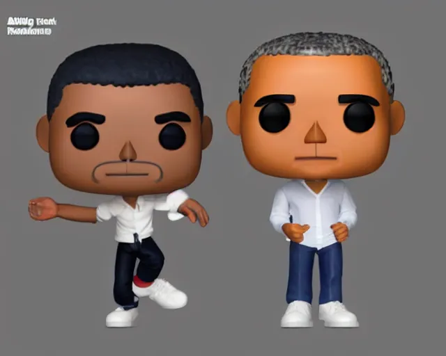 Image similar to full body 3d render of barack obama as a funko pop, studio lighting, white background, packaging, blender, trending on artstation, 8k, highly detailed