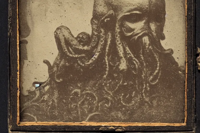 Image similar to 1 8 9 0 s photograph ambrotype of a discovery of a cthulhu relic