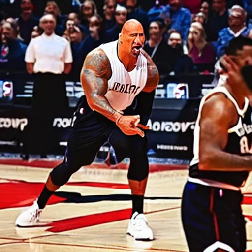 Image similar to a sport shot Dwayne Johnson as NBA player