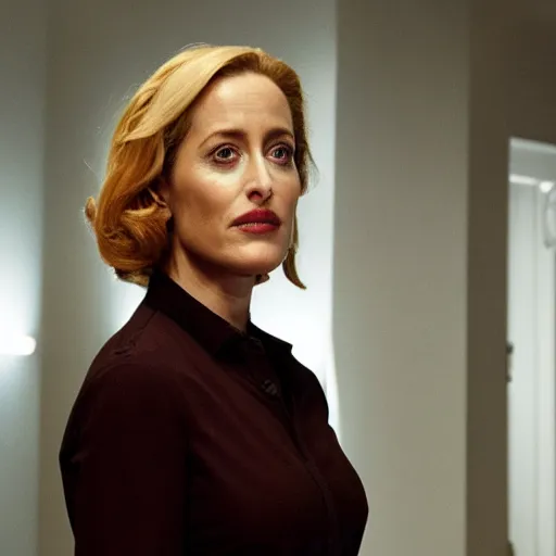 Prompt: Gillian Anderson in a science fiction film directed by John Carpenter