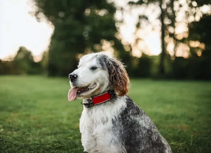 Image similar to portrait photo still of real life brian the dog, 8 k, 8 5 mm, f. 1 4