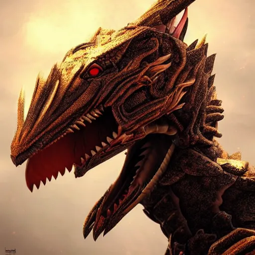 Prompt: stunning cinematic realistic full-body shot, of a beautiful hot anthropomorphic robot female dragon, well designed highly detailed cute female dragon head with slick elegant eyes, a beautiful snout and maw, looking down at the camera with a smirk, well armored, detailed claws, high quality, HD octane render, fantasy, furry art, Artstation, Deviantart, Furaffinity