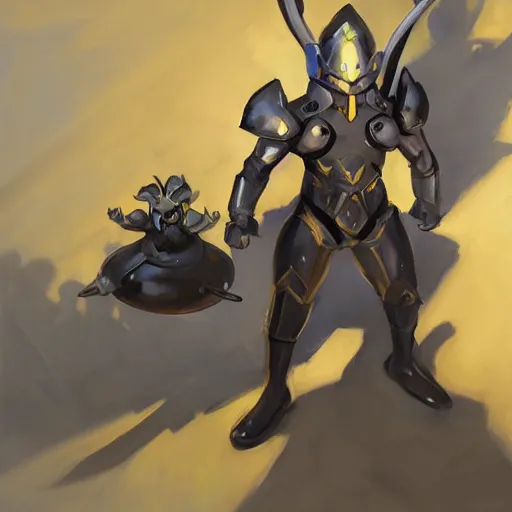Image similar to greg manchess portrait painting of partially armored umbreon as overwatch character, medium shot, asymmetrical, profile picture, organic painting, sunny day, matte painting, bold shapes, hard edges, street art, trending on artstation, by huang guangjian, gil elvgren, ruan jia, greg rutkowski, gaston bussiere