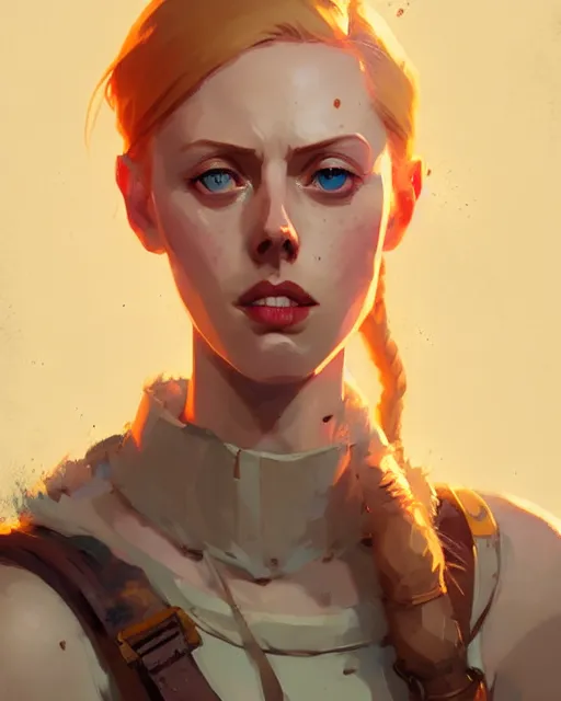 Prompt: hyper - realistic portrait of deborah ann woll as a adventurer by atey ghailan, by greg rutkowski, by greg tocchini, by james gilleard, by joe fenton, by kaethe butcher, dynamic lighting, gradient light yellow, brown, blonde cream and white color scheme, grunge aesthetic