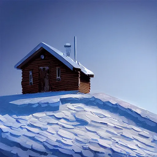 Image similar to a cabin on a hilltop, by alex andreev, landscape, high contrast, digital