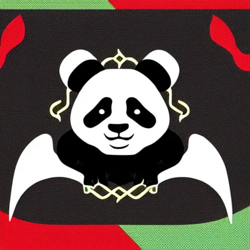 Prompt: vector art of panda with welsh dragon wings and tail, intercrossed, chimera, welsh flag, adobe illustrator