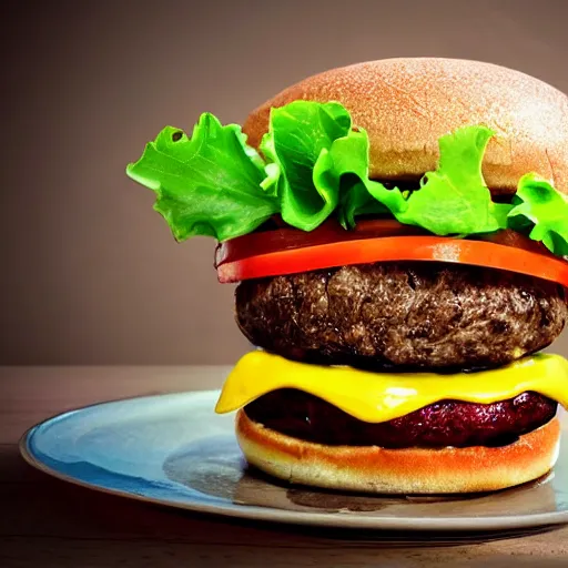 Image similar to lovely hamburger with cute eyes, smiling face, high detailed, high resolution