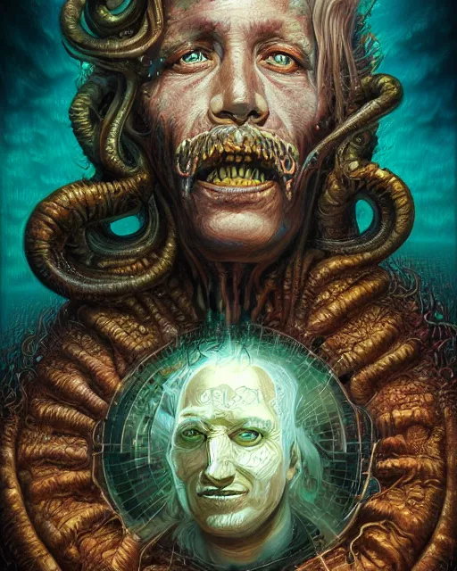 Image similar to lovecraft biopunk portrait of andy gibb by tomasz alen kopera and peter mohrbacher.