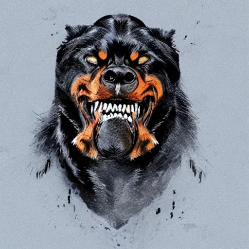 Image similar to rottweiler werewolf, concept art