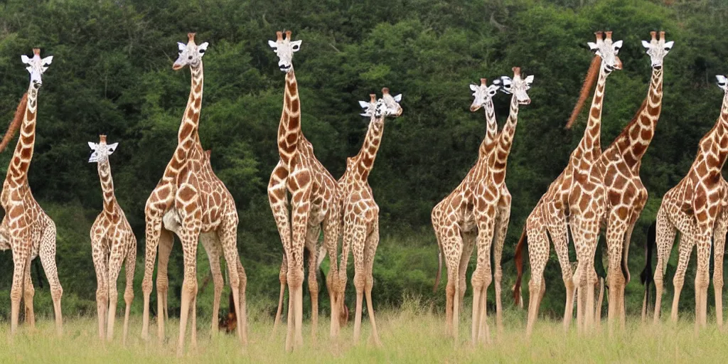 Prompt: giraffe army