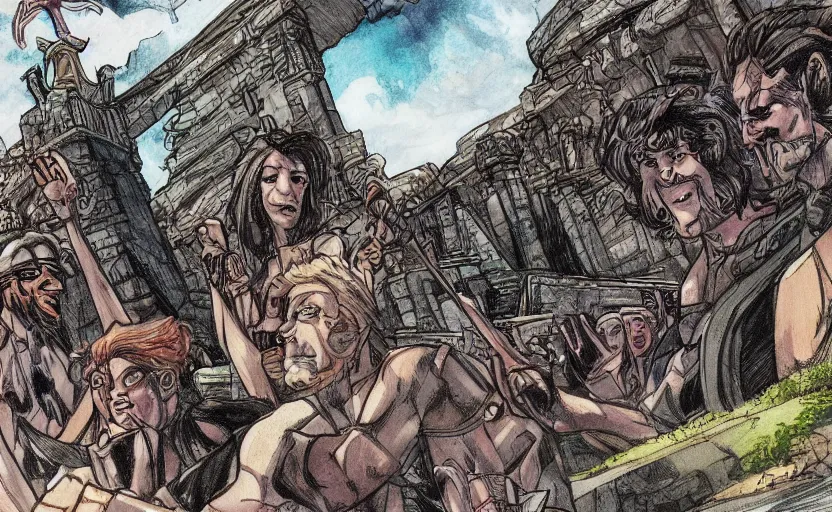 Image similar to Olympus the palace of the greek ancient gods drawn by Mark Millar, 8k, 4k, epic, amazing