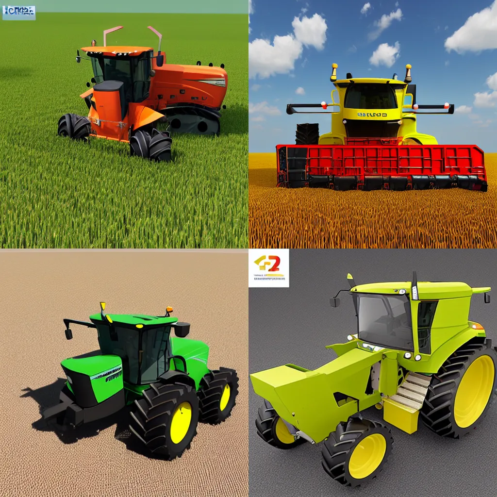 Prompt: combine harvester model 2032