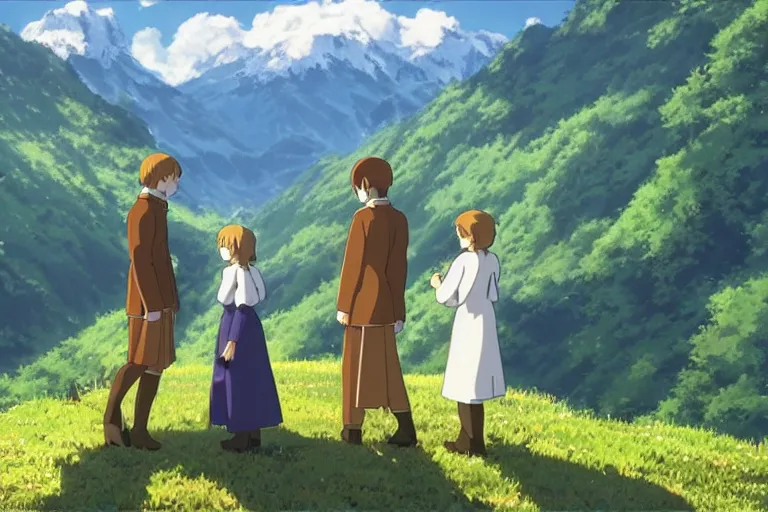 Image similar to still image from the sound of music by makoto shinkai, ultra detailed, finely detailed