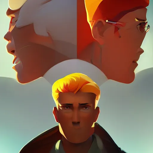 Image similar to face icon stylized minimalist the new adventures of johnny quest, loftis, cory behance hd by jesper ejsing, by rhads, makoto shinkai and lois van baarle, ilya kuvshinov, rossdraws global illumination