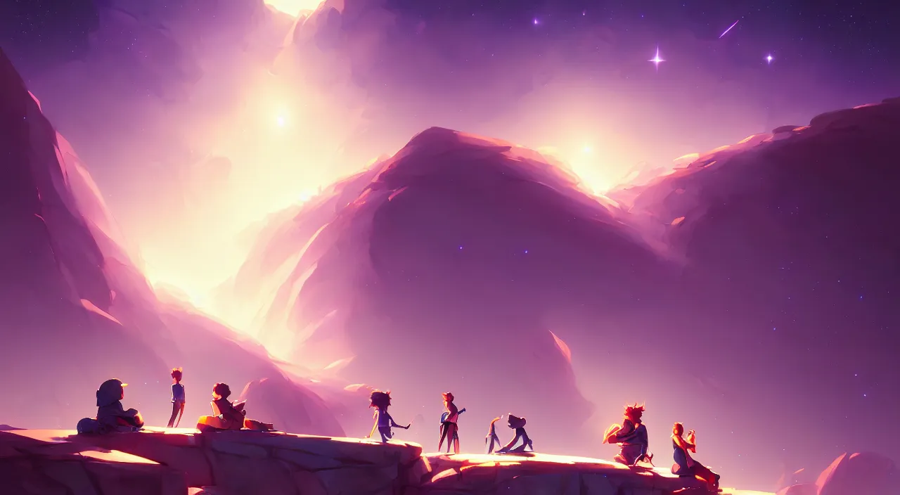 Image similar to beautiful stargazing in the city, in marble incrusted of legends heartstone official fanart behance hd by Jesper Ejsing, by RHADS, Makoto Shinkai and Lois van baarle, ilya kuvshinov, rossdraws global illumination