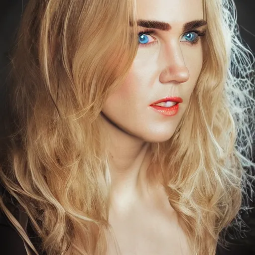 Prompt: blonde hair Jennifer Connelly, realistic, photo studio, HDR, 8k, trending on artstation