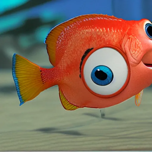 Image similar to fish with four legs. pixar cartoon