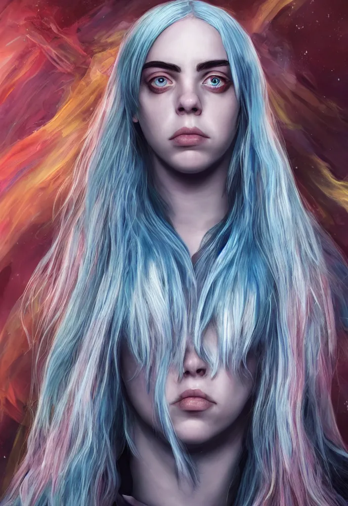 Image similar to Billie Eilish as the empress of tomorrow, ultra realistic, Artstation, 8K resolution, 3D HDR, epic design