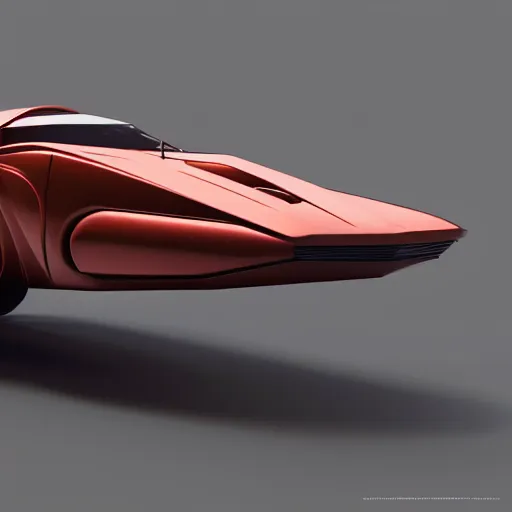 Image similar to futuristic space ship inspired by vintage supercars, wide shot, JC park, Kezrek, Vincent Maréchal, Nicolas Bouvier, cinematic, photograph, hard surface modeling