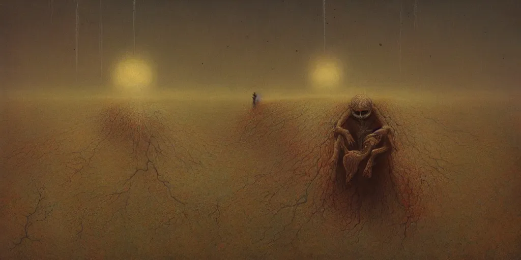 Image similar to system of the world, insightful illustration of a philosophical concept by beksinski and cgsociety, hyperdetailed crisp render, trending on artstation