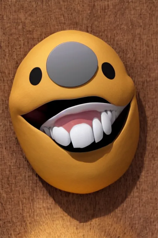 Image similar to A photo of a taxidermied laughing emoji, ultra realistic, detailed