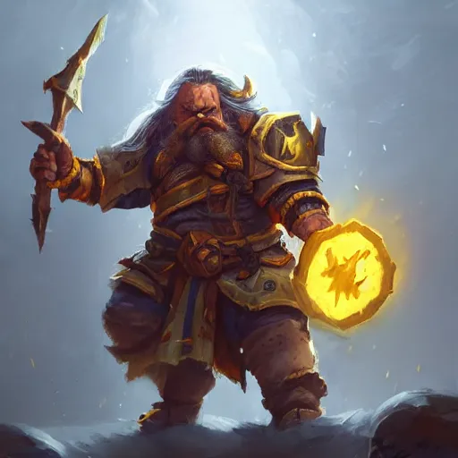 Image similar to a dwarf warrior, yellow theme, bright art masterpiece artstation. 8 k, sharp high quality artwork in style of jose daniel cabrera pena and greg rutkowski, concept art by tooth wu, blizzard warcraft artwork, hearthstone card game artwork, boar rider